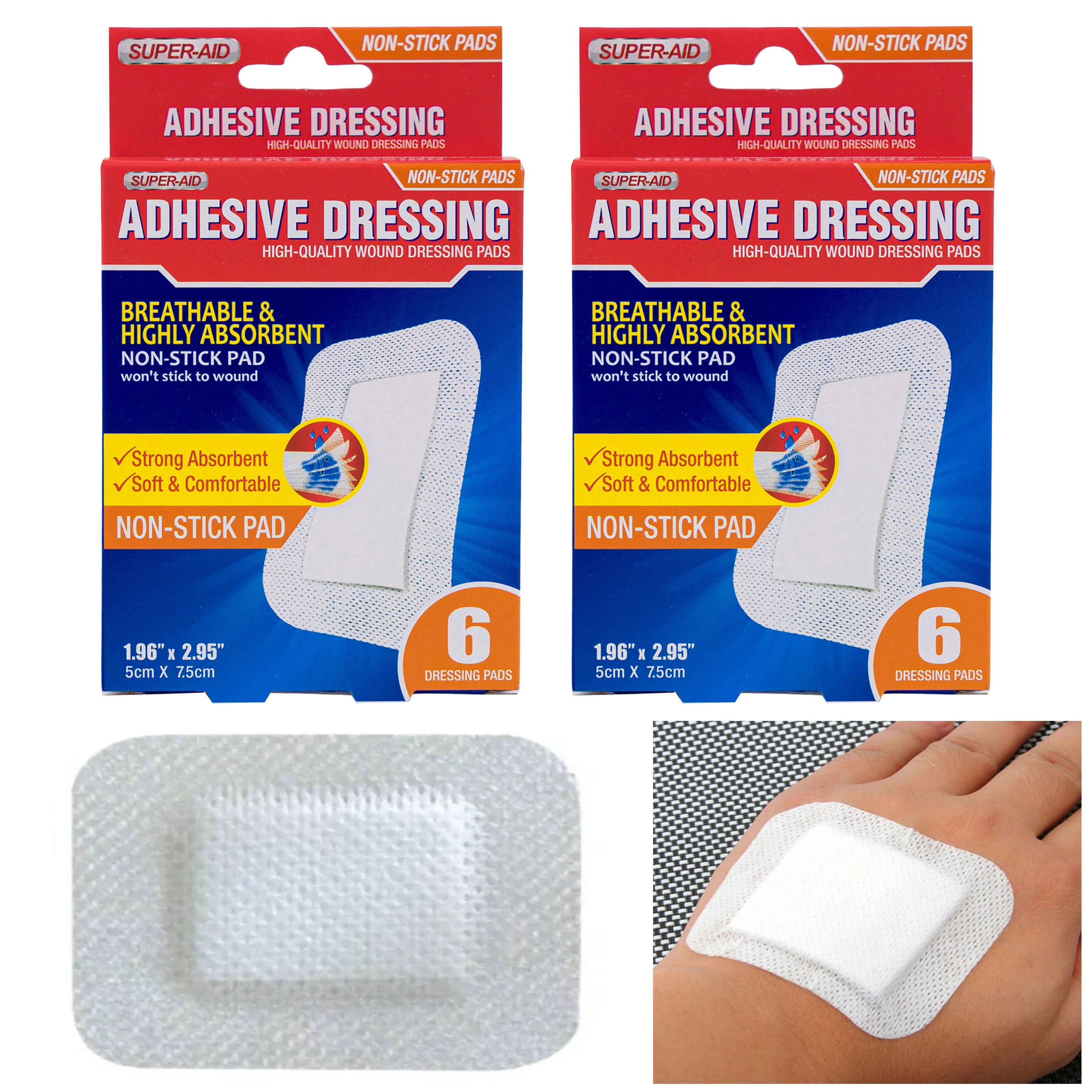 12 PC Adhesive Bandage Dressing Pads First Aid Kit Sterile Non Stick Wound Care