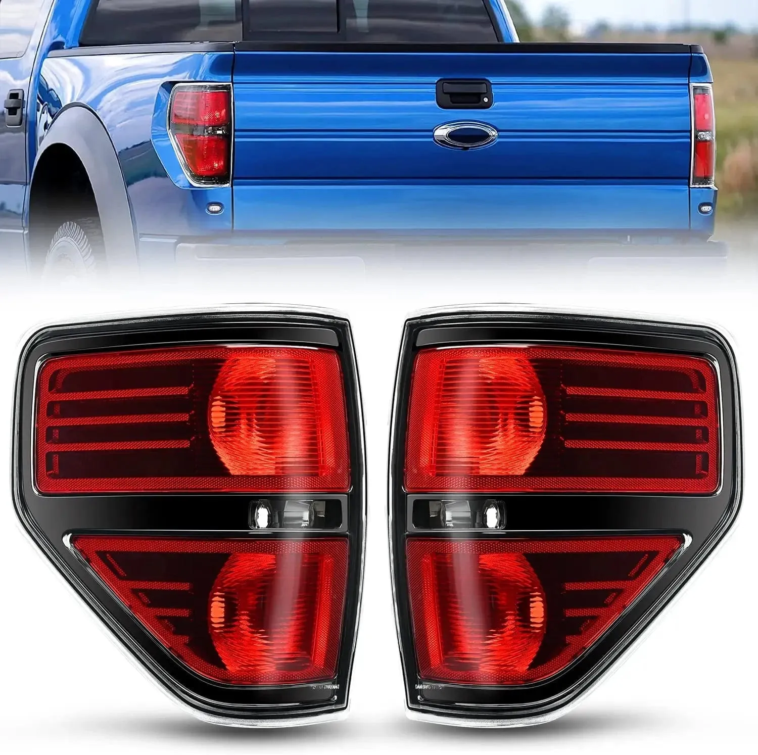 2009-2014 Ford F150 Tail light Assembly Rear Lamp Replacement OE Style Red Housing Driver Passenger Side