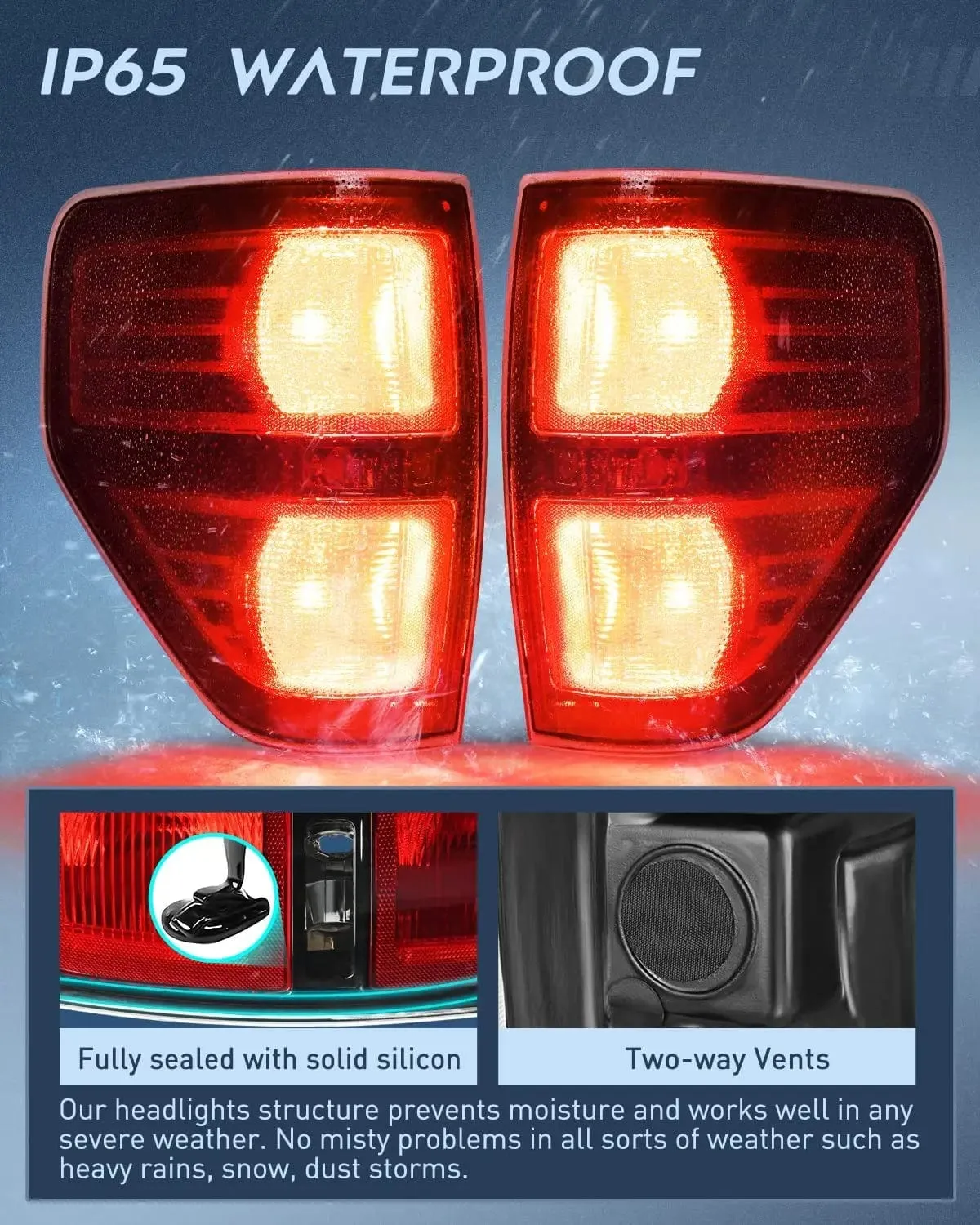 2009-2014 Ford F150 Tail light Assembly Rear Lamp Replacement OE Style Red Housing Driver Passenger Side
