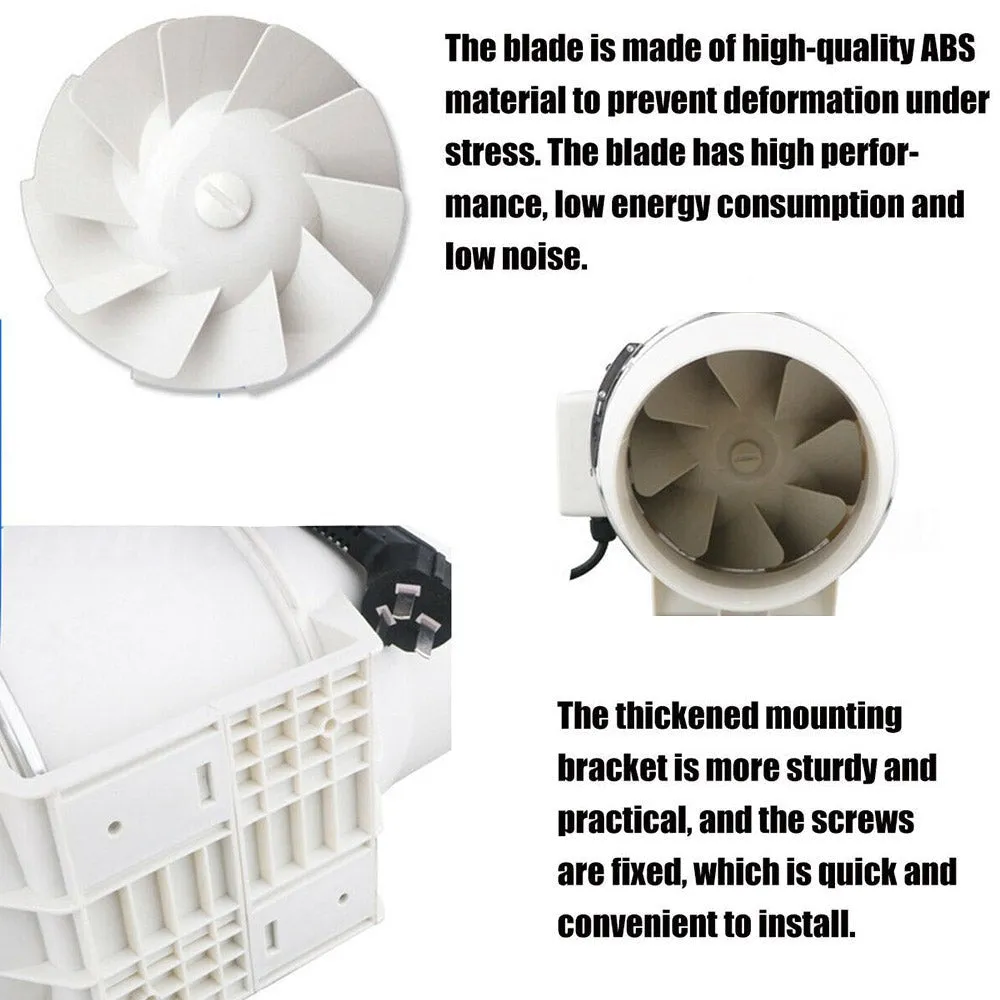 4'' Silent Extractor Fan Duct Hydroponic Inline Exhaust Vent Industrial