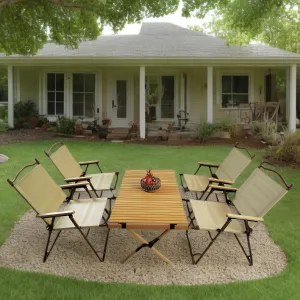 5 Pieces Dining Set, Multi-Function Foldable And Portable, 1 Dining Table & 4 Folding Chairs, Indoor And Outdoor Universal - Natural by Couch.com