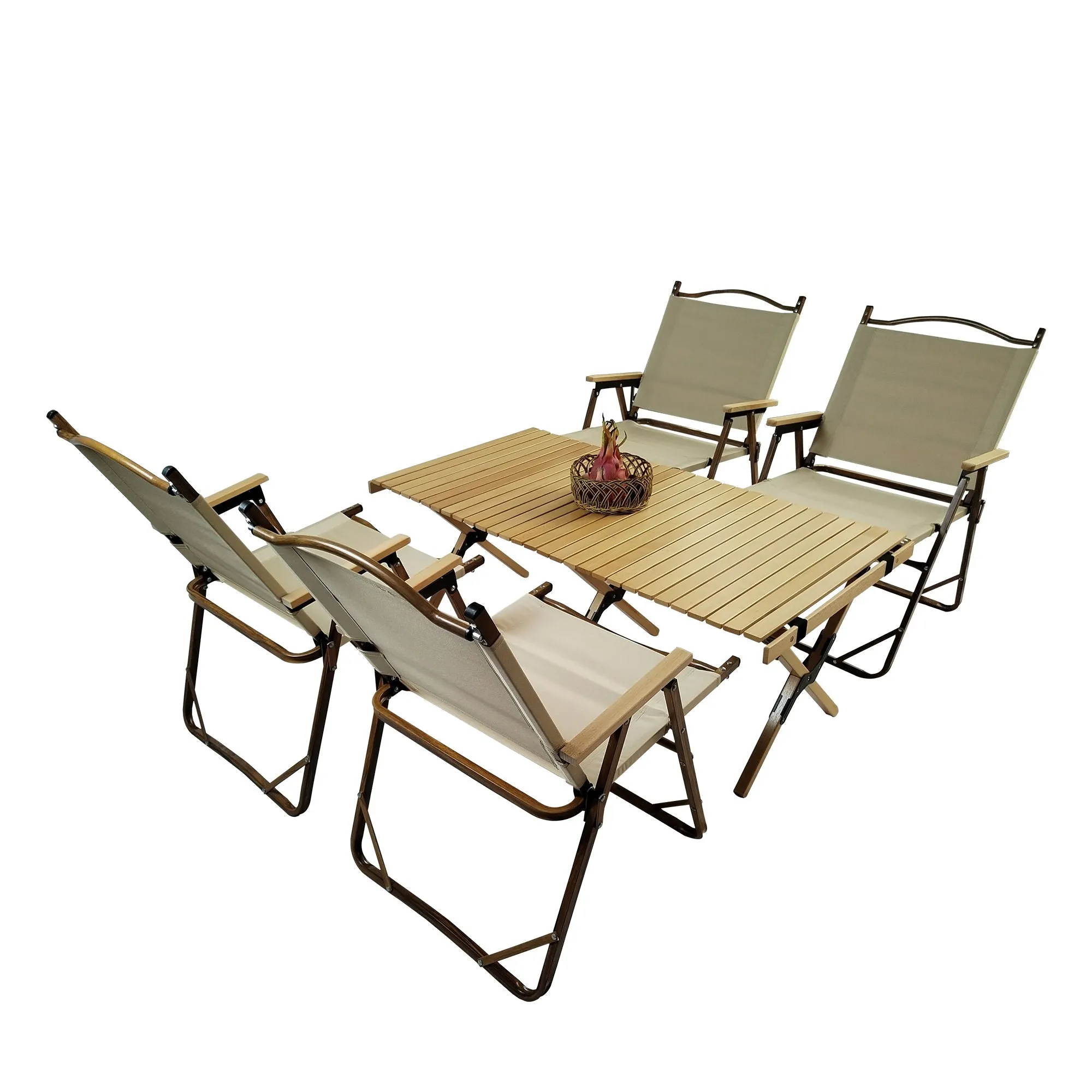5 Pieces Dining Set, Multi-Function Foldable And Portable, 1 Dining Table & 4 Folding Chairs, Indoor And Outdoor Universal - Natural by Couch.com