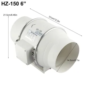 6" Inch Silent Extractor Fan Duct Hydroponic Inline Exhaust Vent Industrial