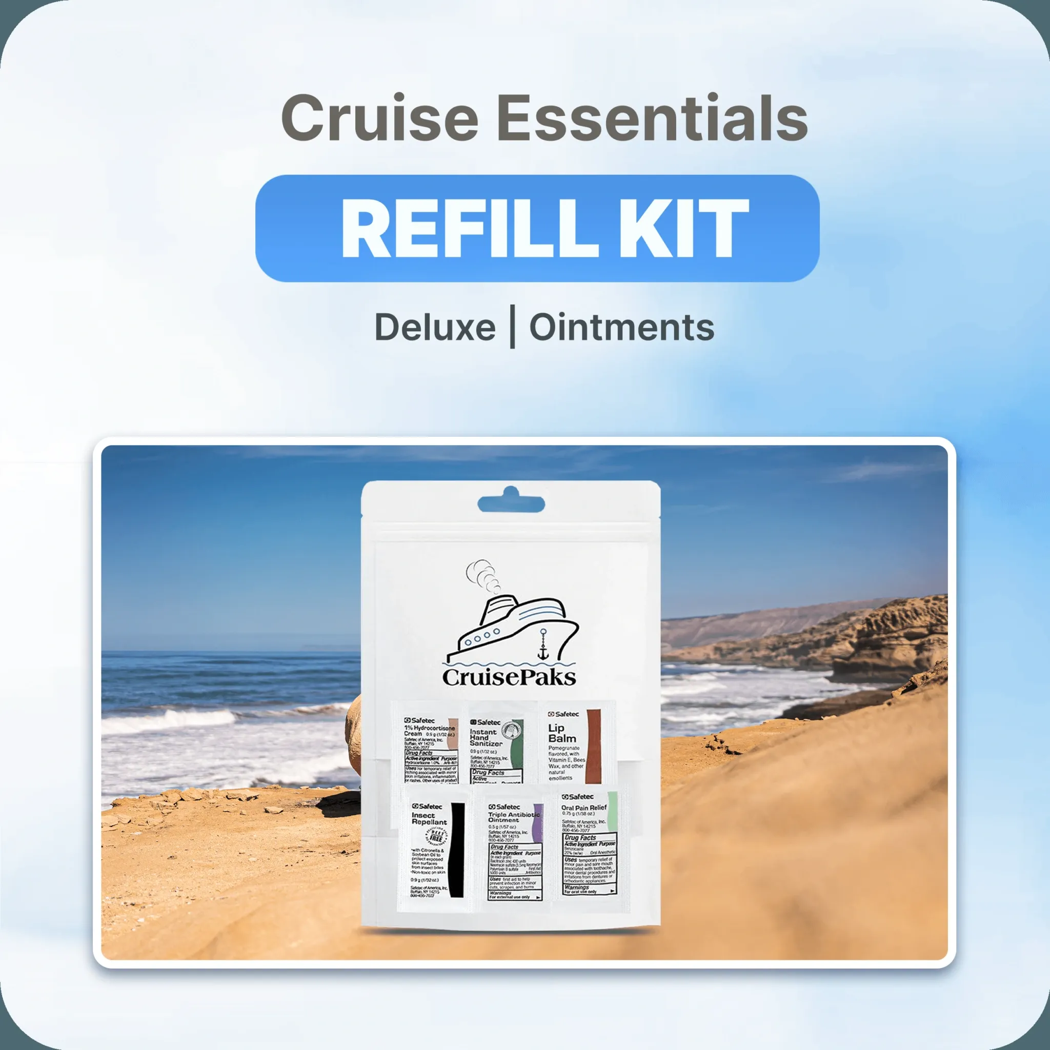 Cruise Essentials On-The-Go Refill Kit | Deluxe | Ointments