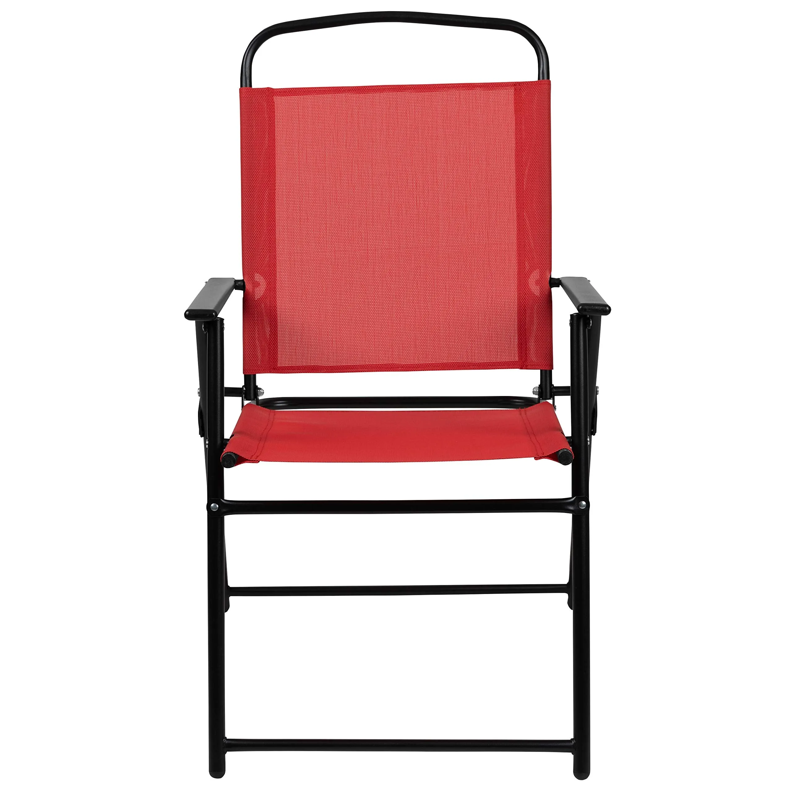 Flash Furniture Nantucket 6 Piece Red Patio Garden Set with Table, Umbrella and 4 Folding Chairs