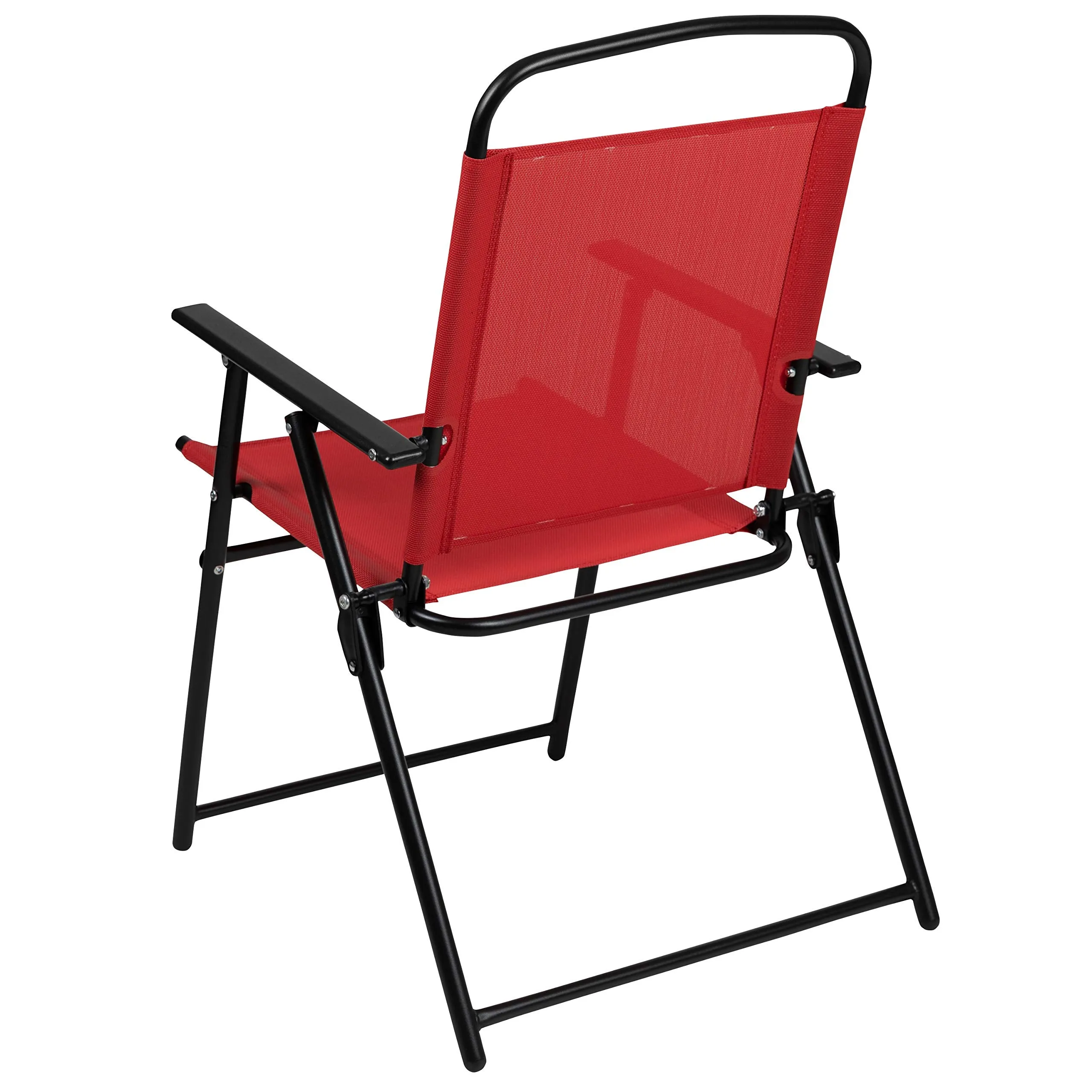 Flash Furniture Nantucket 6 Piece Red Patio Garden Set with Table, Umbrella and 4 Folding Chairs