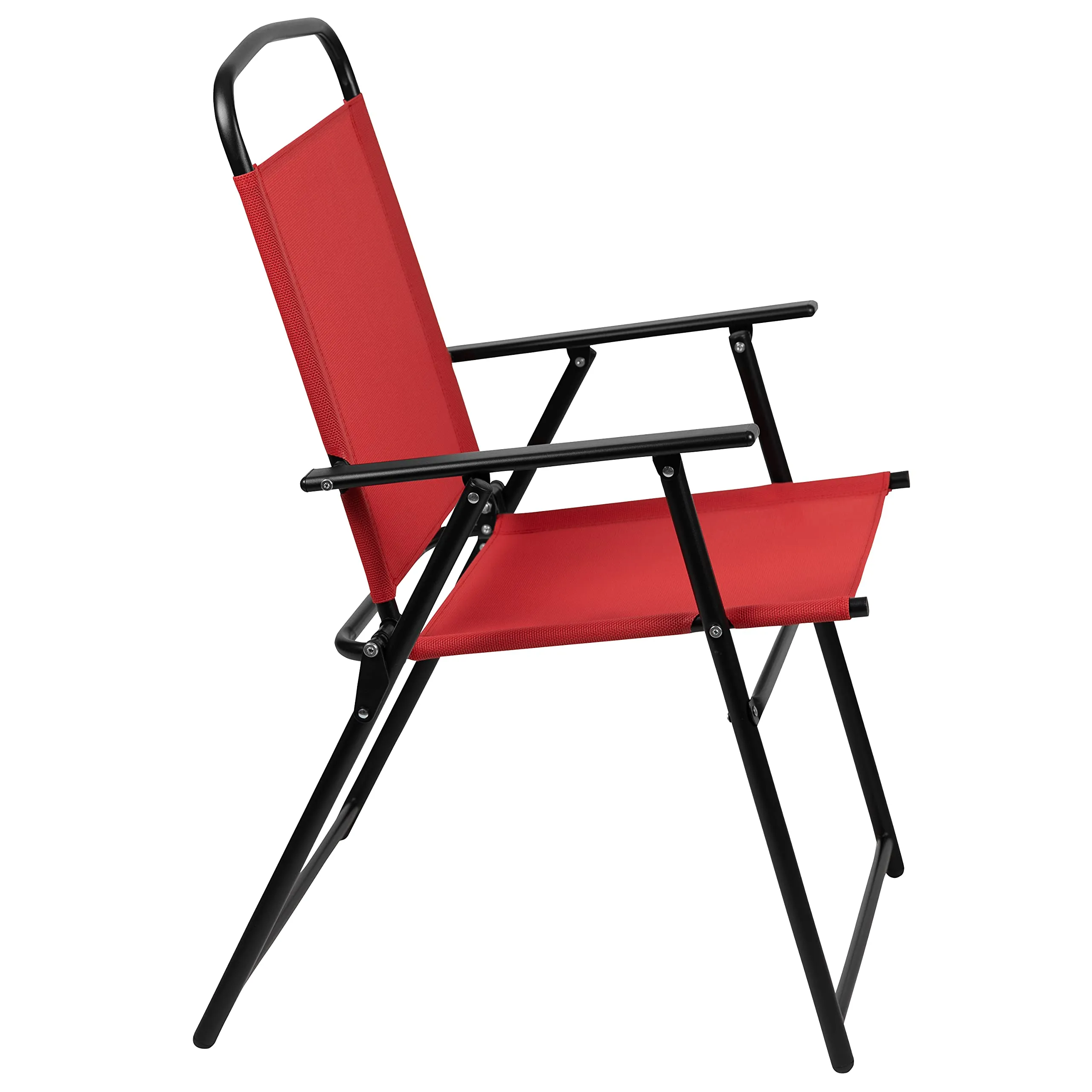 Flash Furniture Nantucket 6 Piece Red Patio Garden Set with Table, Umbrella and 4 Folding Chairs