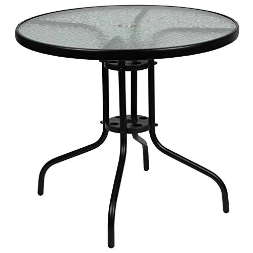 Flash Furniture Nantucket 6 Piece Red Patio Garden Set with Table, Umbrella and 4 Folding Chairs